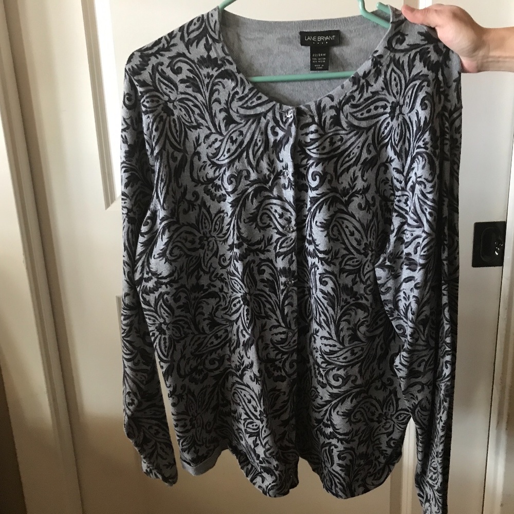 Grey/Black Button Down Cardigan Lane Bryant 22/24